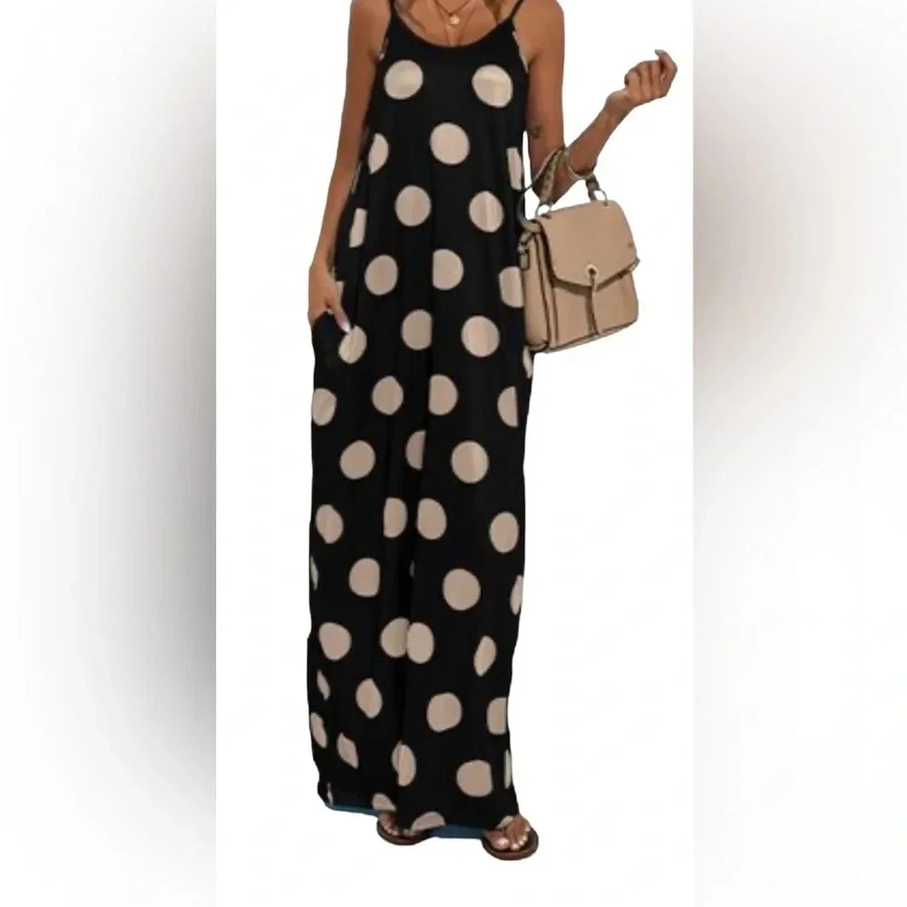Polka Dot Maxi Dress - Black and White